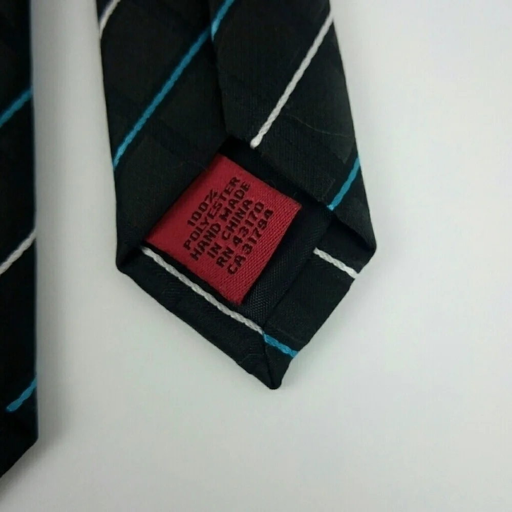 Alfani Skinny Black White Blue Striped Tie